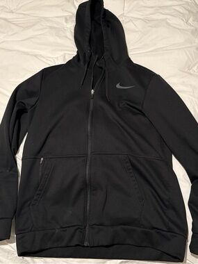 Nike Black Full-Zip Hooded Sweatshirt with Swoosh